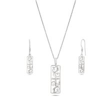 STERLING SILVER CRUCIFIX (W/VINE DETAIL) - NECKLACE and EARRING SET